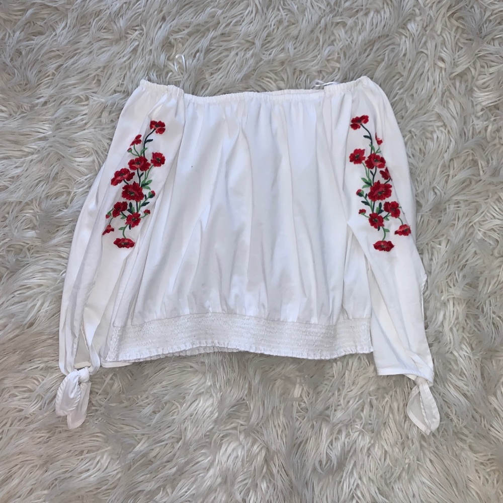 Hollister off the shoulder white top!